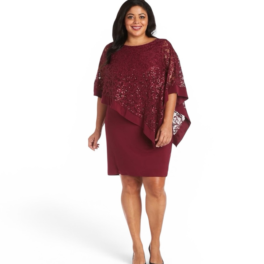 RM Richards Women's Plus Size Sequin Lace Cocktail/Mother of the Bride Dress